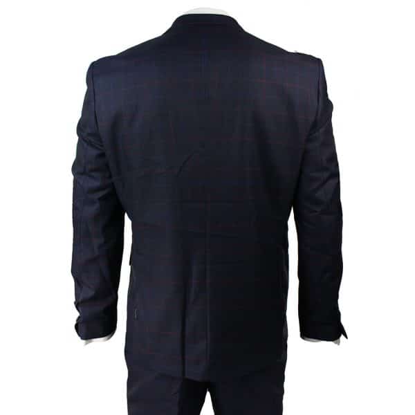 Men's Navy Blue Check 3 Piece Suit