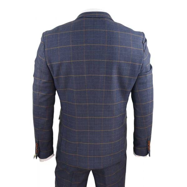 Men's Blue Check Suit with Double Breasted Waistcoat