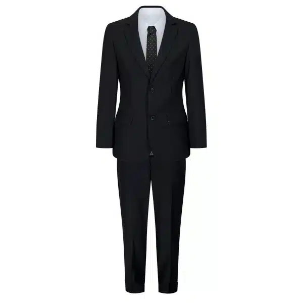 Boys Black 5 Piece Suit Blazer Waistcoat Shirt Tie Trousers Wedding Funeral