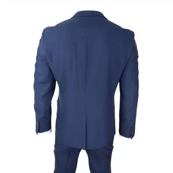 Mens Navy 3 Piece Suit Tailored Fit Smart Formal Classic Wedding Retro Vintage