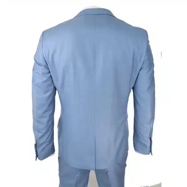 Mens Light Blue Sky 3 Piece Suit Classic Stitch Wedding Summer Prom Classic