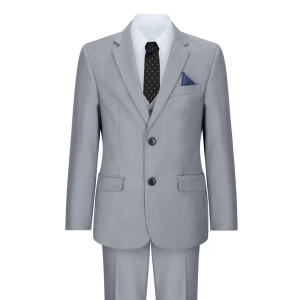 Boys 3 Piece Light Grey Suit Classic Wedding Party Vintage Christening