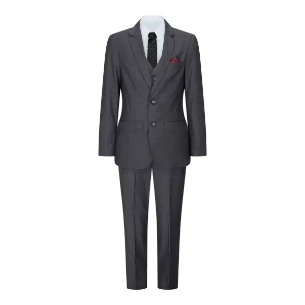 Boys 3 Piece Charcoal Dark Grey Suit Classic Wedding Party Vintage