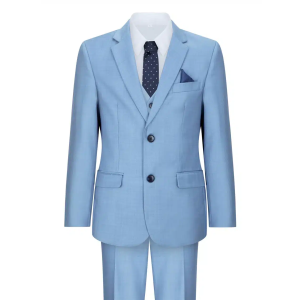 Boys 3 Piece Suit Sky Blue Light Wedding Party Christening Smart Formal