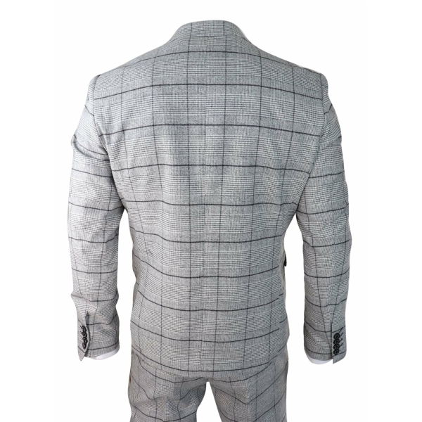 Mens Grey Check Black Tweed 3 Piece Suit Vintage Classic 1920s Wedding