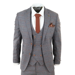 Grey 3 Piece Suit with Double Breasted Waistcoat