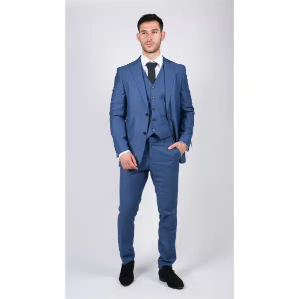 Mens Classic Light Blue 3 Piece Suit Slim Fit Vintage Retro Smart Formal Wedding