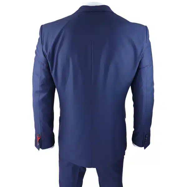 Mens Classic Navy Blue 3 Piece Suit Slim Fit Vintage Retro Smart Formal Wedding