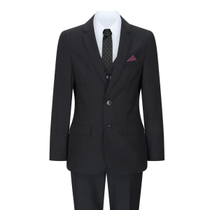 Boys 3 Piece Black Tailored Fit Complete Suit Classic Wedding Mourning Funeral