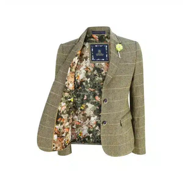 Womens Tan Brown Tweed Blazer