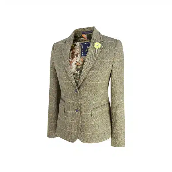 Womens Tan Brown Tweed Blazer