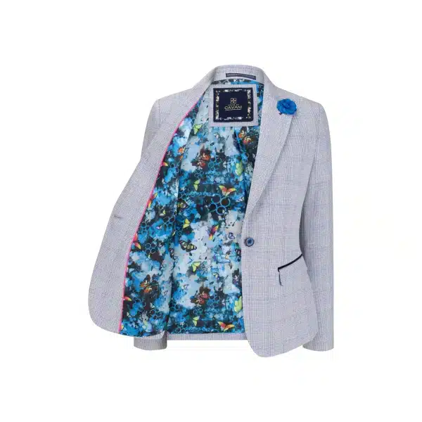 Womens Light Blue Tweed Blazer