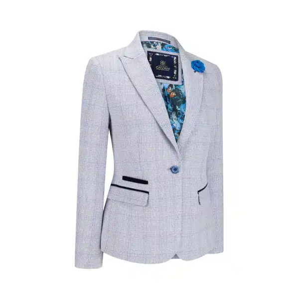 Womens Light Blue Tweed Blazer