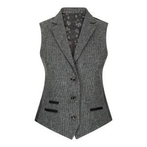 Women Grey Tweed Herringbone waistcoat 1920’s Peaky Tailored Fit Vintage Retro