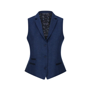 Womens Tweed Herringbone waistcoat Navy Blue 1920s Vintage Classic Gatsby Blinders