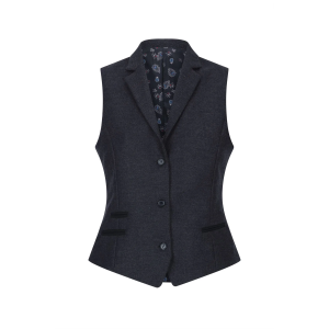 Women Black Waistcoat Tweed Herringbone Wool Classic Smart Casual Vintage 1920s