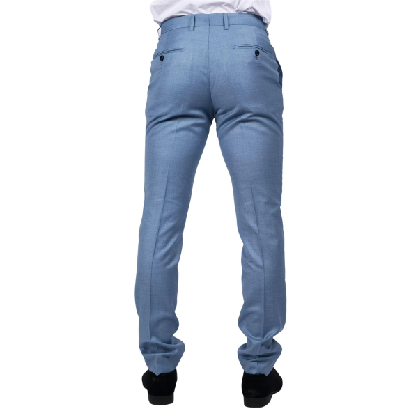 Mens Light Blue Sky Trousers Classic Stitch Wedding Summer Prom Classic