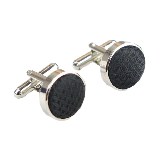 Satin Silk Textured Black Tie Gift Set Pocket Square Cuff Links Tie Matt Satin