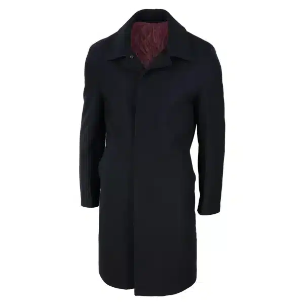 Mens Long Black Wool Overcoat