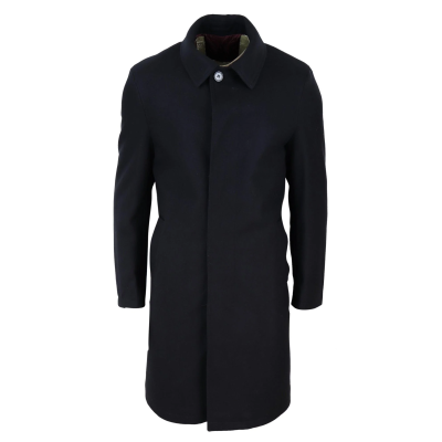 Mens Long Black Wool Overcoat