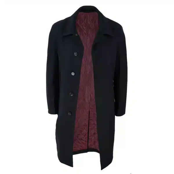 Mens Long Black Wool Overcoat