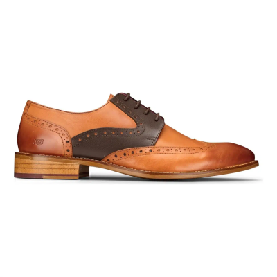 Mens Tan Navy Brown Red Brogue Shoes Laced Classic Vintage Formal Real Leather