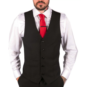 Mens Classic Black Waistcoat Funeral Wedding Office Work Smart Casual Slim Fit