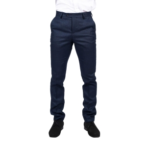 Mens Navy Blue Suit Trousers Birdseye Suit Wedding Prom Formal Smart Classic