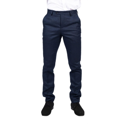 Mens Navy Blue Suit Trousers Birdseye Suit Wedding Prom Formal Smart Classic