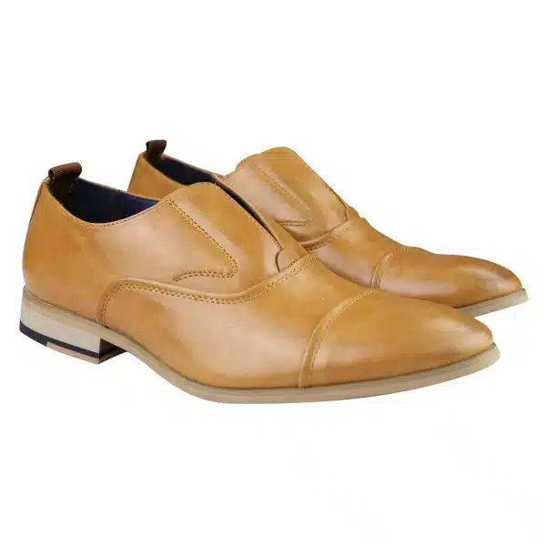 Mens Slip On Real Leather Shoes Smart Formal Navy Tan Brown Wedding Office Party