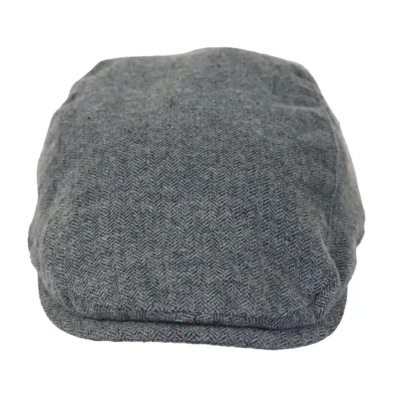 Mens Flatcap Hat Baker Boy 8 Panel Grandad Tweed Herringbone Grey Vintage