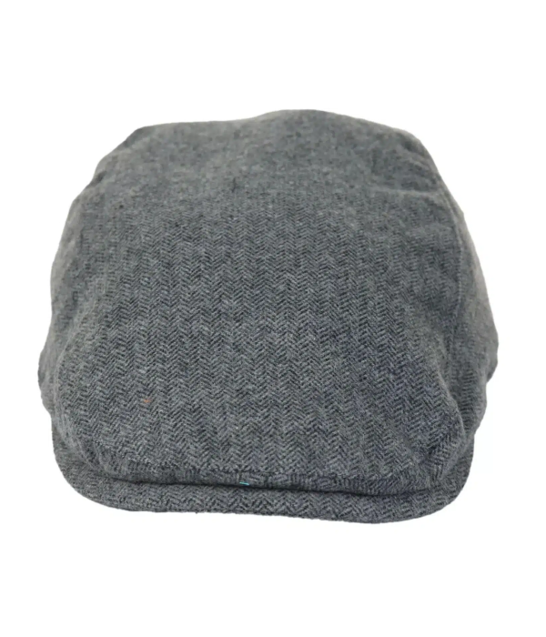 Mens Flatcap Hat Baker Boy 8 Panel Grandad Tweed Herringbone Grey Vintage