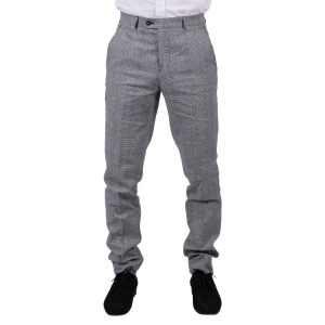 Mens Summer Trousers Grey Check Blue Black Tailored Fit Classic Wedding Formal