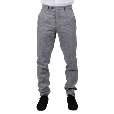 Mens Summer Trousers Grey Check Blue Black Tailored Fit Classic Wedding Formal