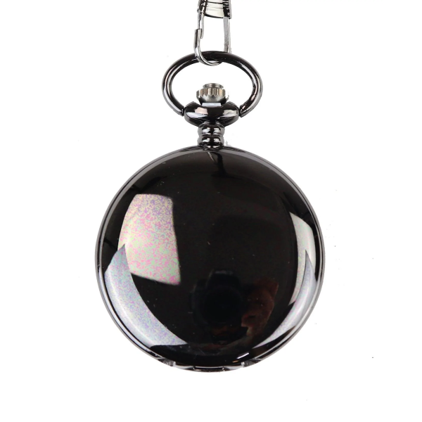 Classic 1920's Style Pocket Black Watch with Chain