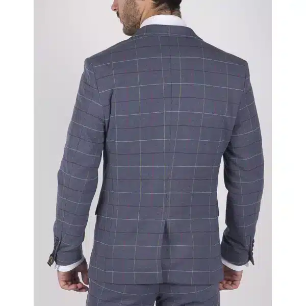 Mens Marc Darcy Blue Grey Red Check Blazer Smart Casual Tweed Slim Fit Drake