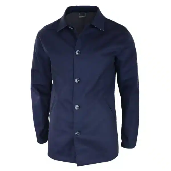 Mens Mid Length Overcoat Jacket Light Weight Smart Casual Navy Mac