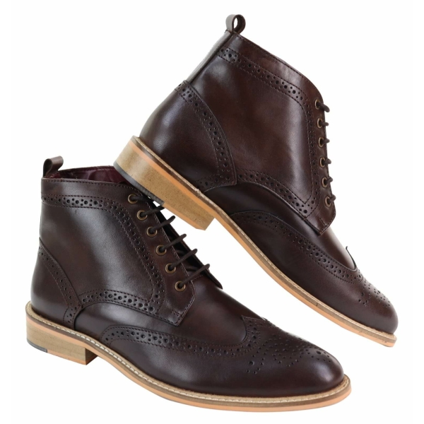 Mens Brogue Ankle Boots Brown