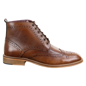 Mens Brogue Ankle Boots  Tan