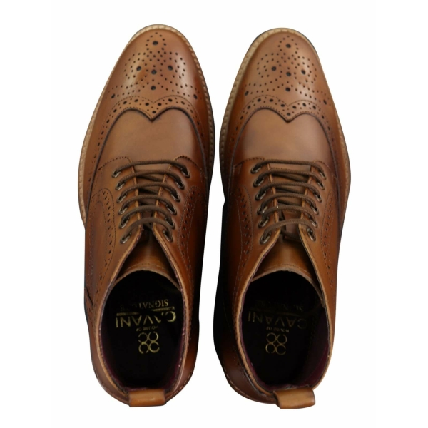 Mens Brogue Ankle Boots  Tan