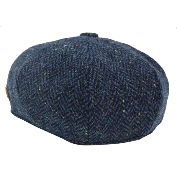 Mens Herringbone Blue Tweed 8 Panel Cap