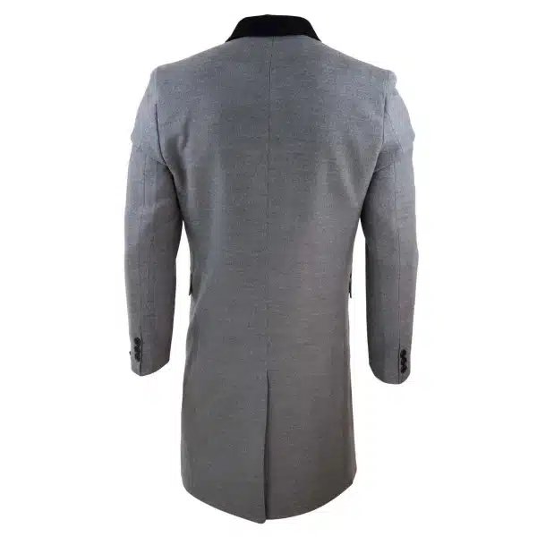 Mens 3/4 Long Double Breasted Grey Overcoat