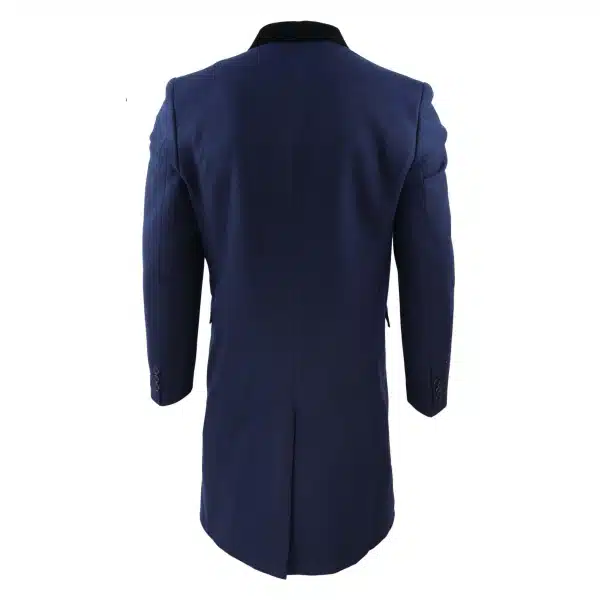 Mens 3/4 Long Double Breasted Navy Overcoat