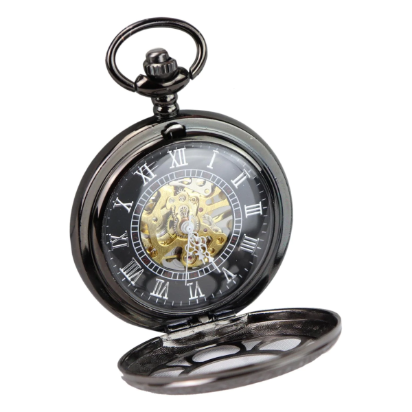 Black Vintage Mechanical Pocket Watch