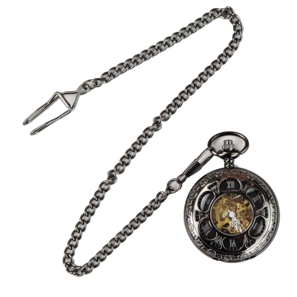 Black Vintage Mechanical Pocket Watch