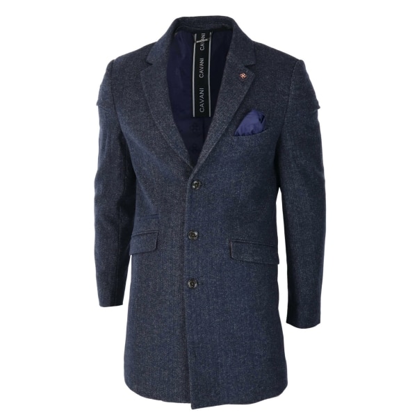 Cavani Mens Classic 3/4 Length BlueOvercoat