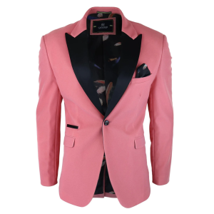 Mens Velvet Blazer Tuxedo Jacket Black Satin Lapel Pastel Pink