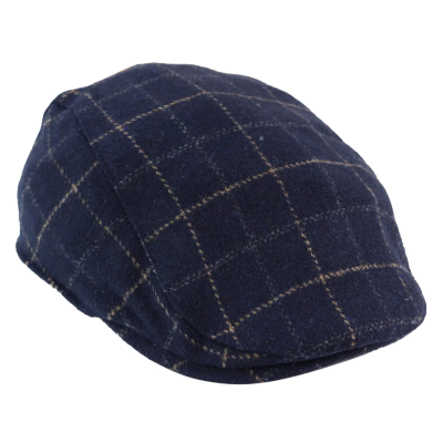 Mens Navy-Blue Check Grandad Hat Navy