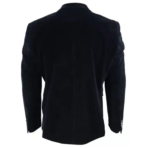 Mens Velvet Blazer Suit Jacket 2 Button Dinner Smart Casual Formal Tailored Fit - Black