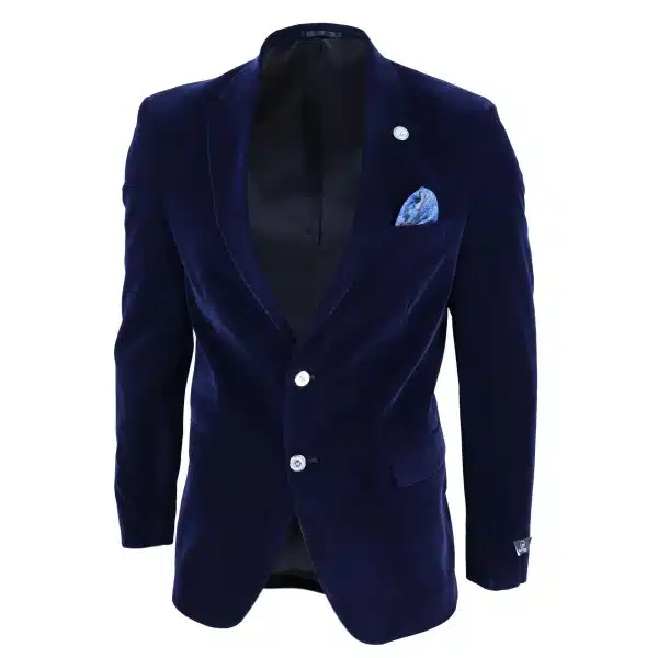 Mens Velvet Blazer Suit Jacket 2 Button Dinner Smart Casual Formal Tailored Fit